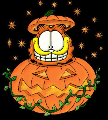 Uśmiechnięty Garfield w dyni